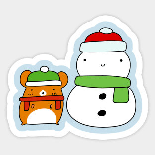 Hamster and Snowman Sticker